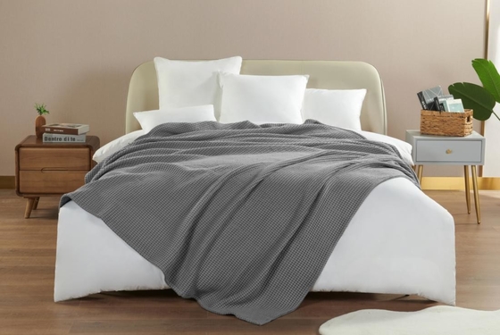 肌に優しい100%綿のワッフルブランケット OEMのワッフルウェブ ツインブランケット