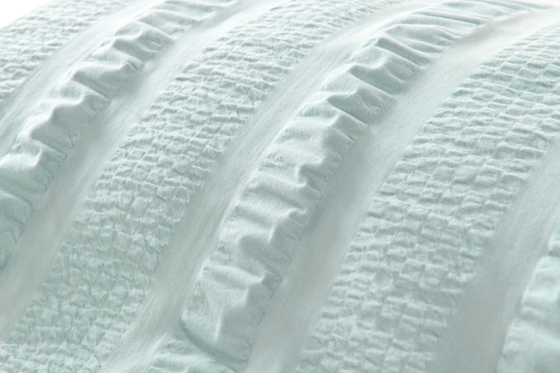 白色 セーサッカー枕カバー クイーンサイズ 持続可能 ライトグリーン枕カバー